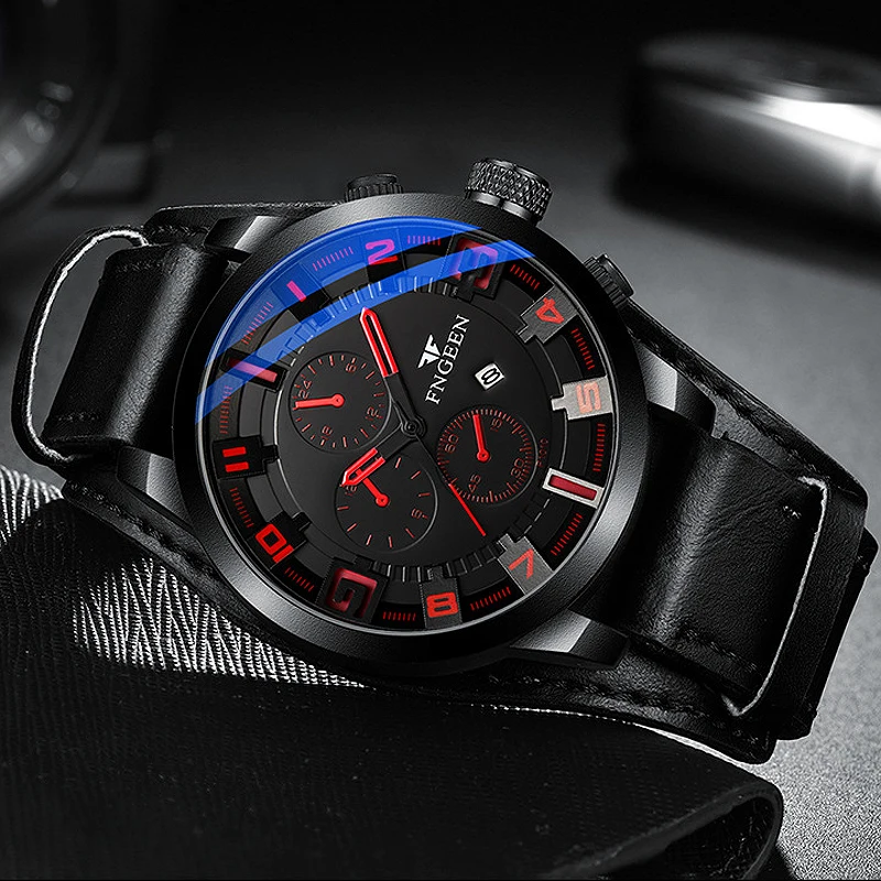 2021 Топ Роскошные брендовые Мужские часы Дата спортивные военные Час Кожаный