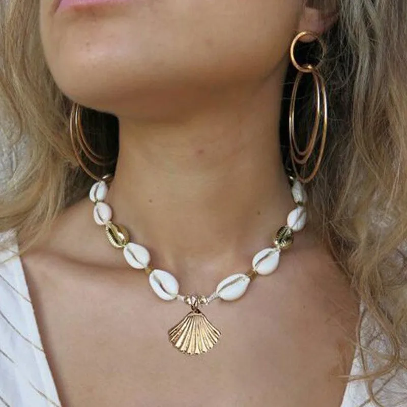 Женское богемное ожерелье с подвесками ручной работы из натуральных ракушек