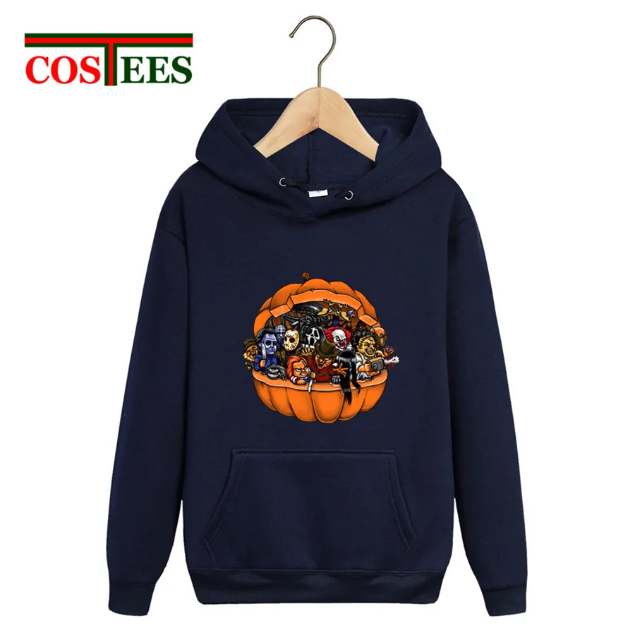 Толстовки с капюшоном в стиле Харадзюку на Хеллоуин изображением тыквы Джейсона