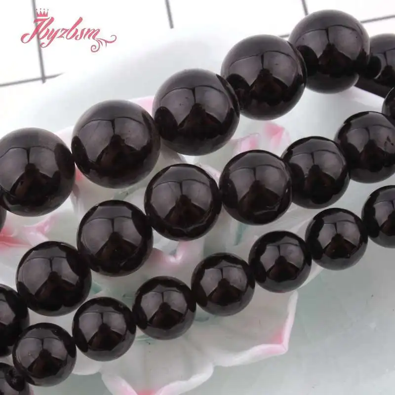 Натуральный AA Турмалин черного цвета с круглым носком бусины рыхлый натуральный