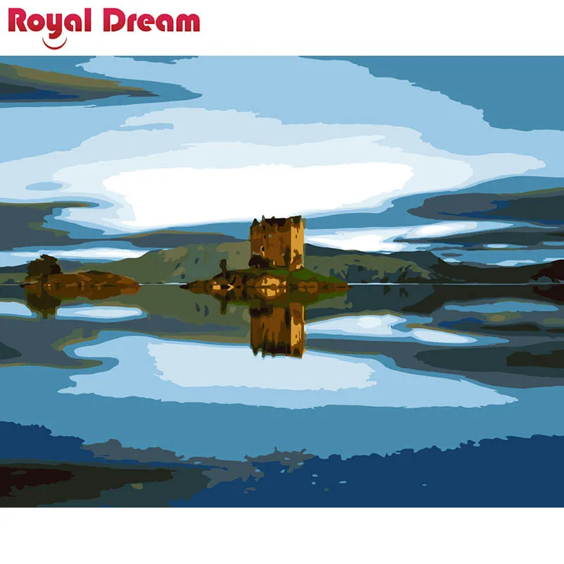 

Картина маслом по номерам «замок в воде»