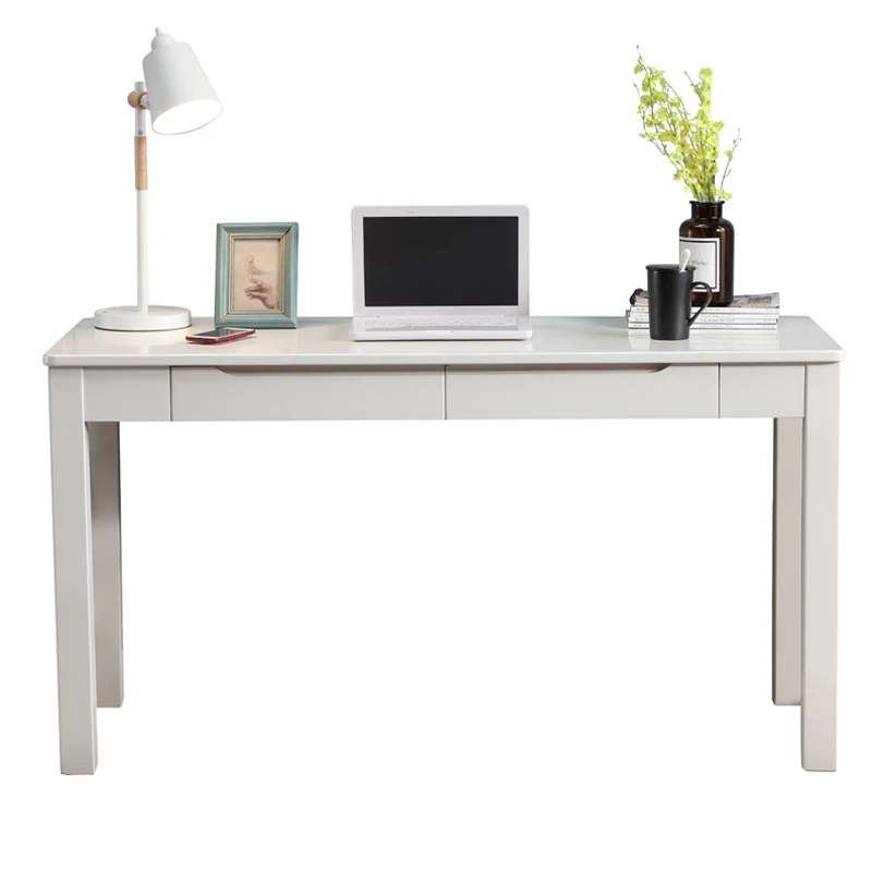 Стол компьютерный белый из массива дерева простой современный маленькая