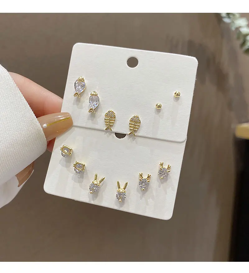 

Hot sale Minimalist Korean Earring Simple Zircon Design Temperamental Earrings for Women Girl Brincos Stud Earrings