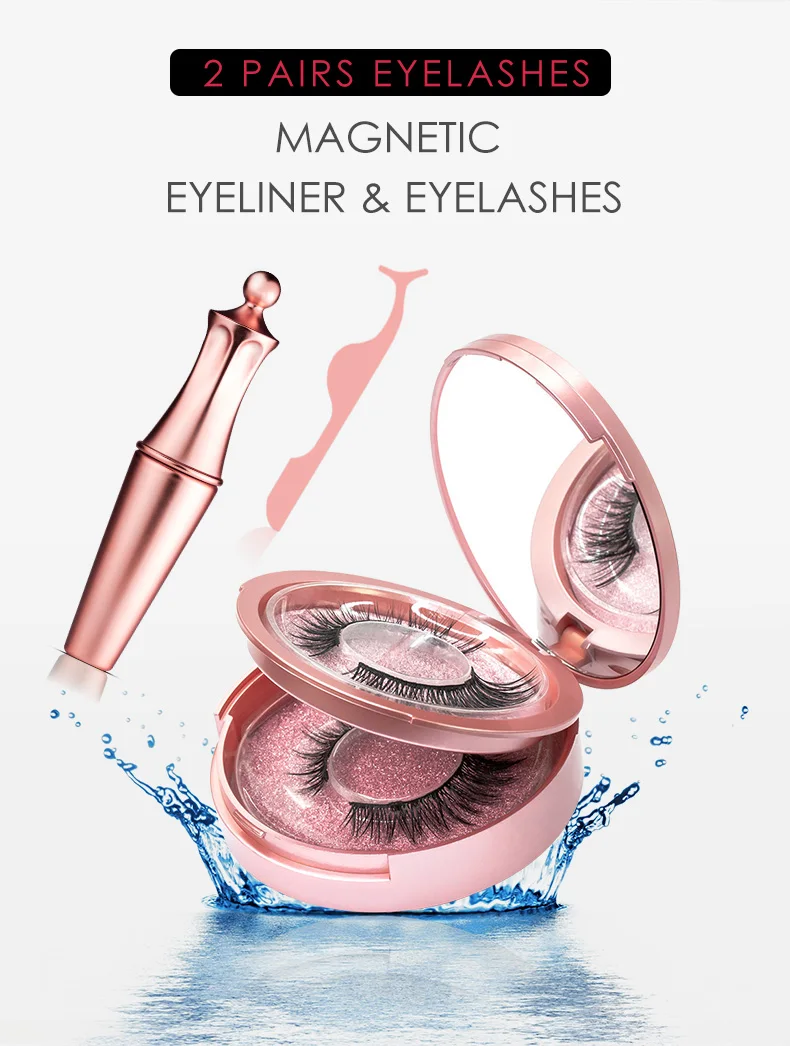 genailish magnetic eyelashes& magnetic eyeliner kit 5 magnets false eyelashes handmade natural 2 pairs lashes makeup tools set