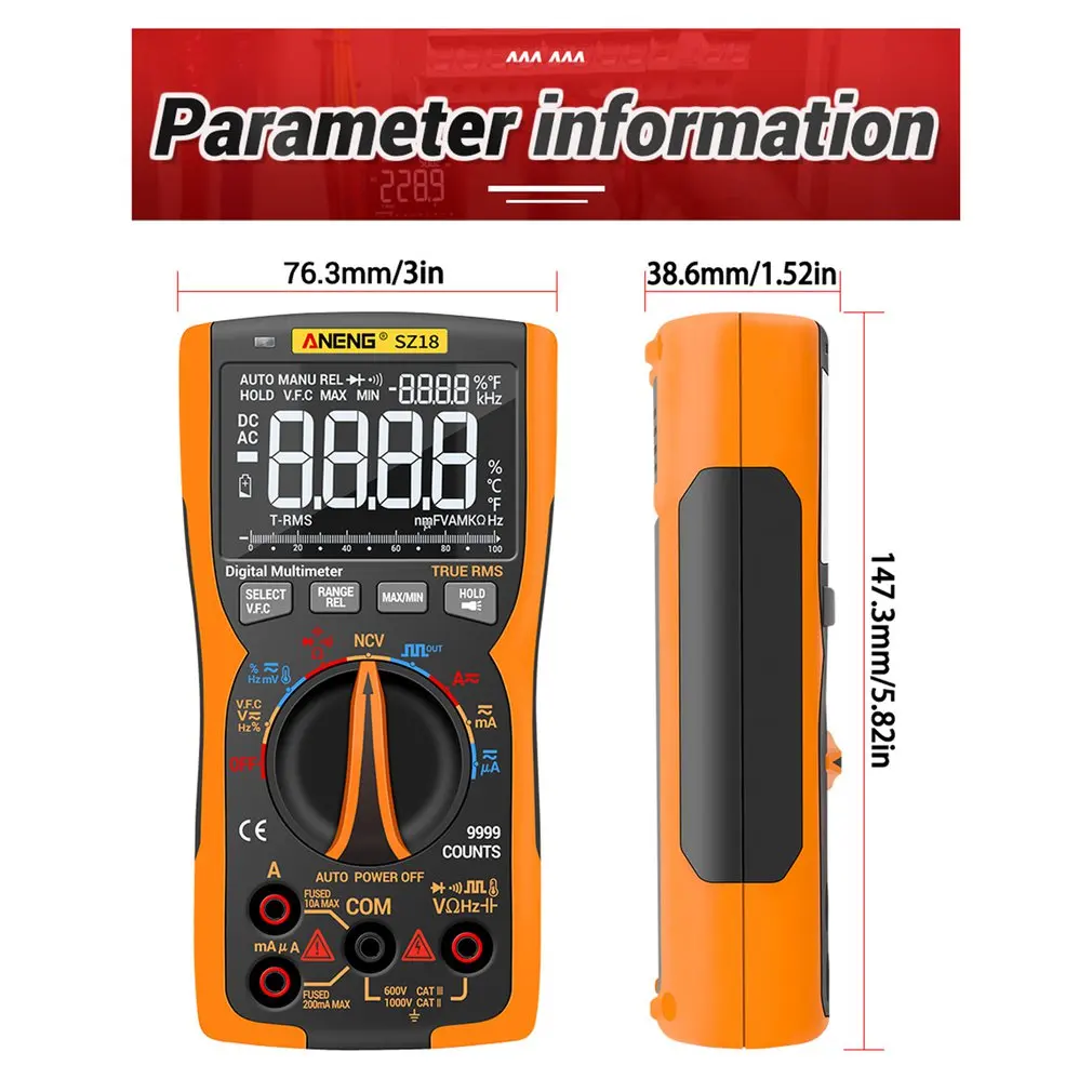

Sz18 Digital Multimeter True Rms 9999 True Professional Rms Analog Tester Multimeter Electronic Multimeter