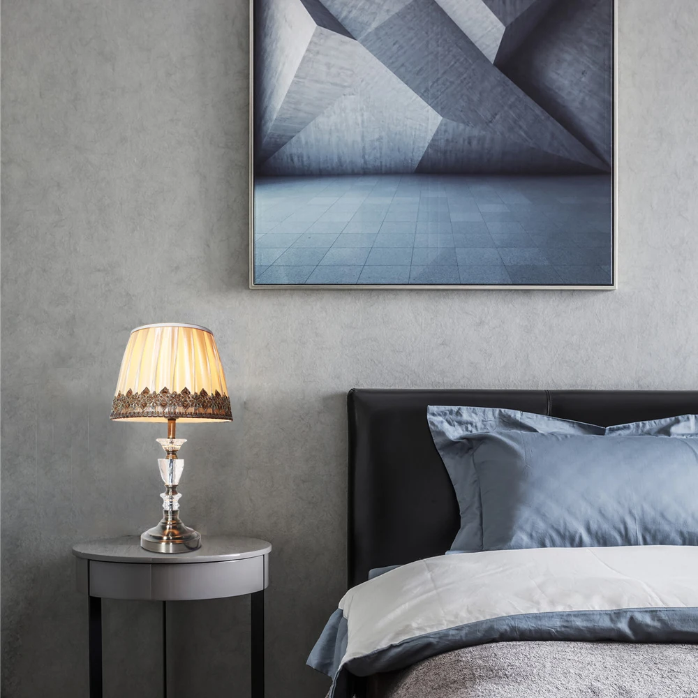 Современный арт деко тканевый Хрустальный Настольный светильник винтажный E27