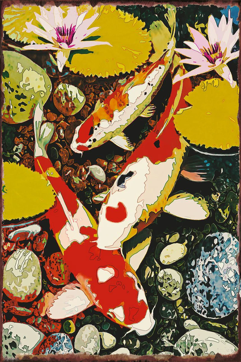 Жестяная Табличка в виде золотой рыбы винтажная металлическая вывеска жестяные