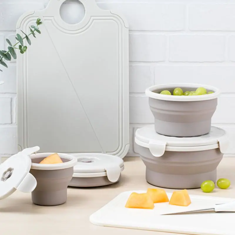 

YHA 660ML Camping Bowl With Lid Food Grade Silicone Folding Lunch Box For Travel And Camping Microvave