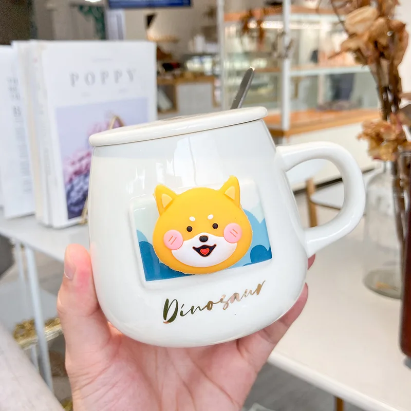 Кружка Керамическая с крышкой и ложкой 420 мл | Дом сад