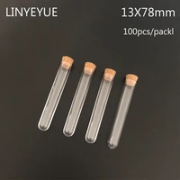 100piecespack 1378mm plastic test tube with cork cap u shape bottom glass test tube substitute vial for school laboratory