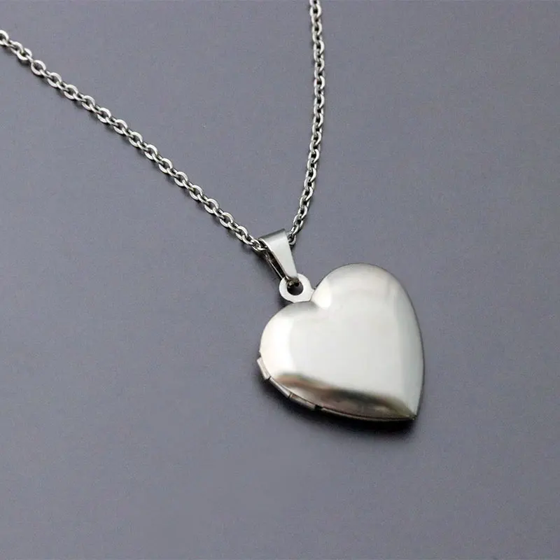 plain heart steel Everfast 1 шт. Выгравированная рамка для фото в виде сердца ожерелье с подвеской в виде сердца из нержавеющей стали медальон с подвесками Ожерелье женское ювелирное изделие с памятью - Окраска металла: plain heart steel