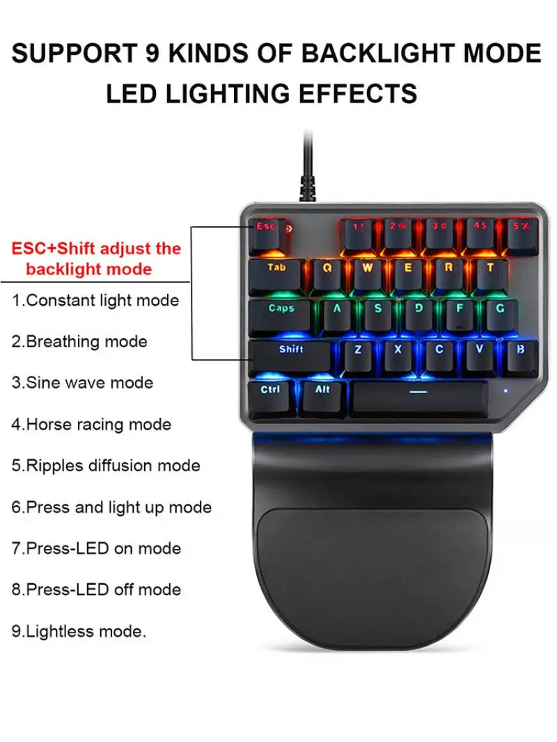 Новинка 2021 механическая клавиатура для одной руки игровая ПК Pubg проводная Usb с 27