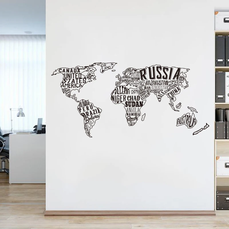 

Huge World Map Collage Wall Sticker Office Classroom Large World Map Earth Global Wall Decal Bedroom Vinyl Decor