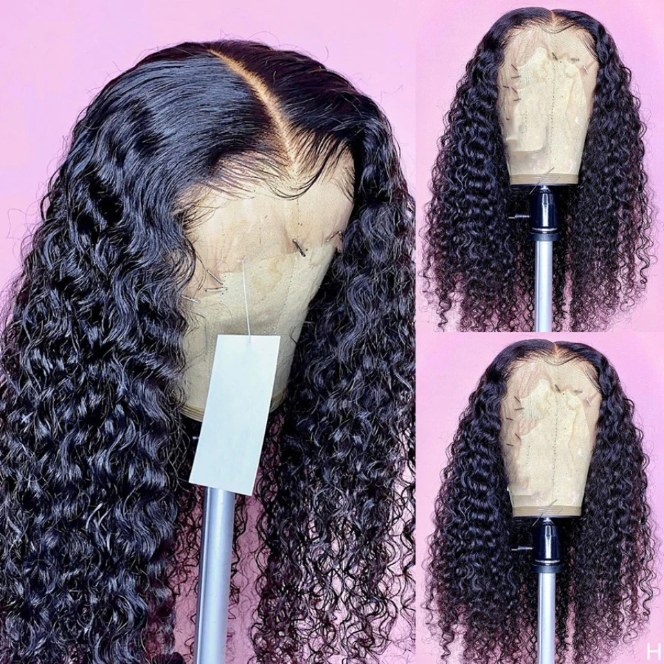 26Inch Black Long Curly Synthetic Lace Front Wig Glueless 13x4 Lace Wigs For Women With Baby Hair Daily Wear Wigs 180%Density