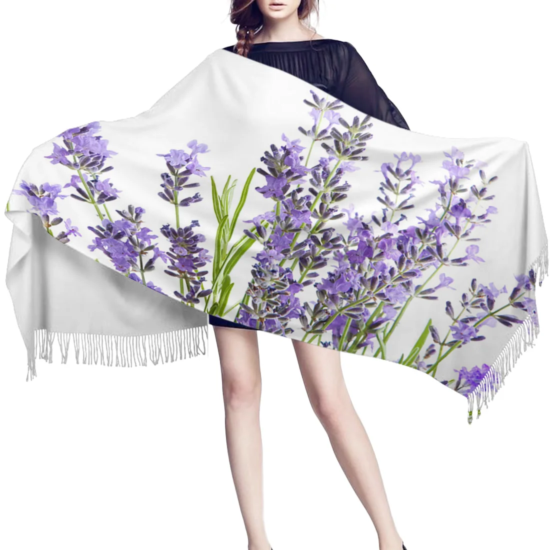 Женский зимний шарф фиолетового и лавандового цвета кашемировые шарфы теплая