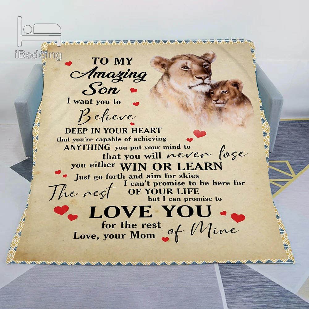 

Gedruckt Brief Design Decke Zu Meinem Sohn Warme Gemütliche Brief Fleece Decke Flanell Decken für Sofa Angepasst DIY