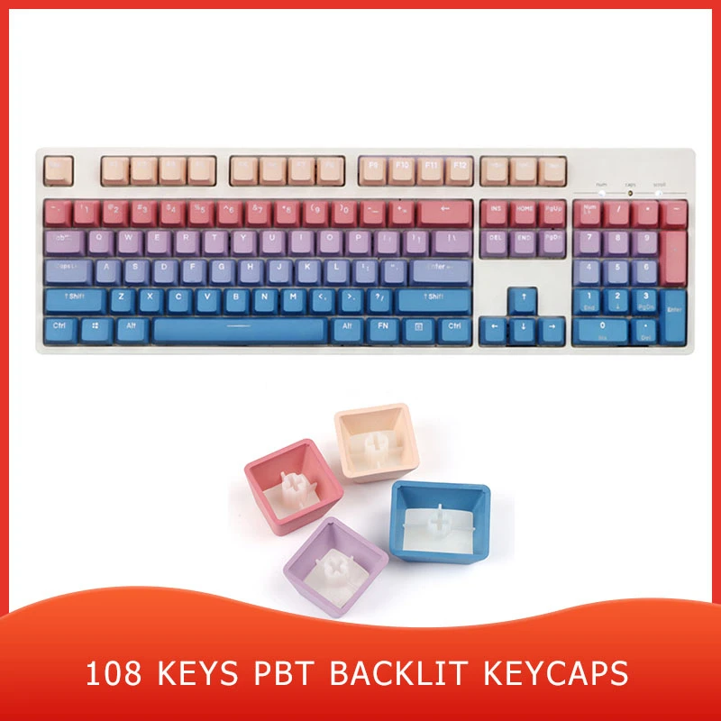 108 клавиш PBT Keycap Set Крышки с подсветкой для игровых геймеров Крышка клавиатуры