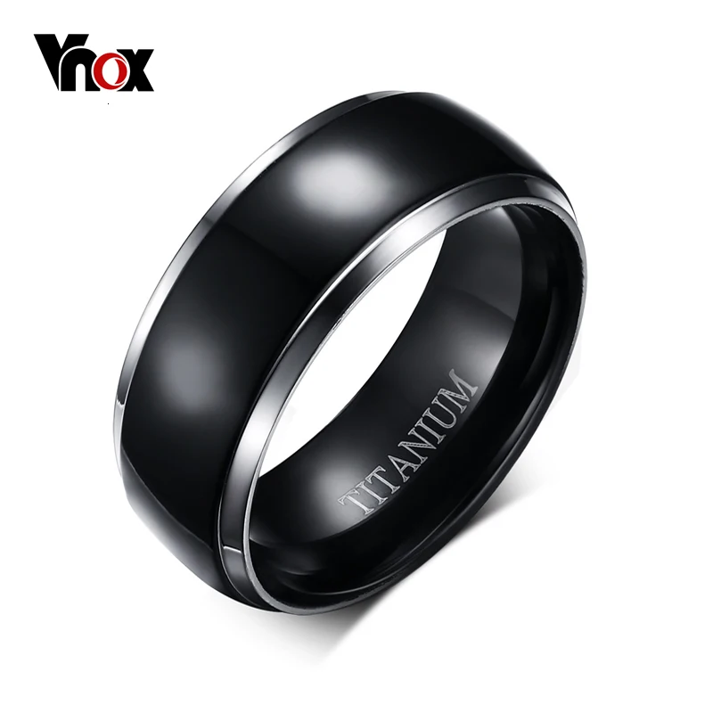 Vnox Титан кольцо Для мужчин Jewelry классический черный 8 мм бойфренд подарок