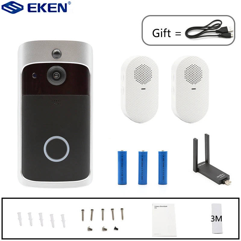 

EKEN V5 Smart IP Video Intercom WI-FI Phone Door Bell WIFI Doorbell Camera For Apartments IR Alarm Wireless Security Camerae