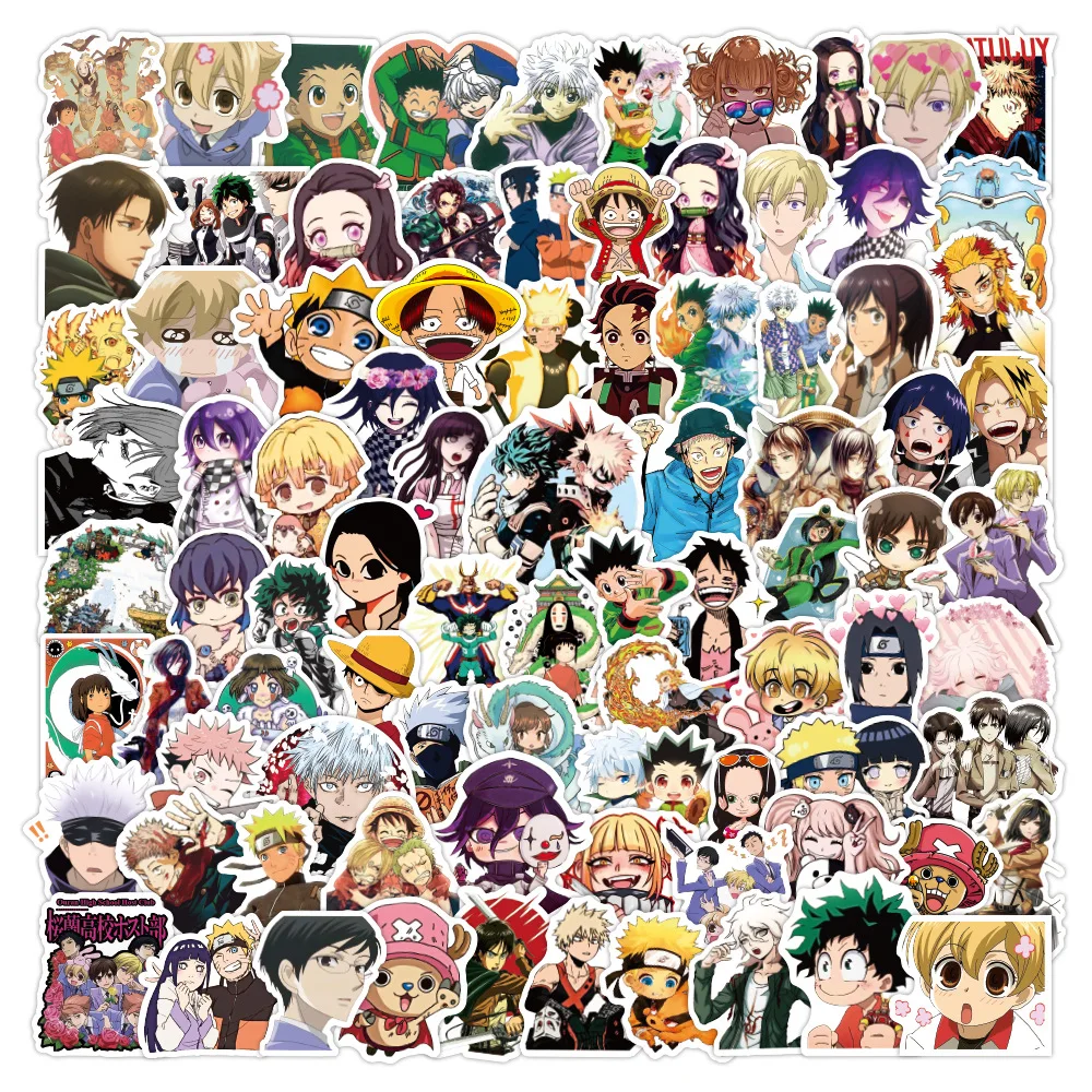 

100Pcs Popular Anime Image Combinations Stickers Japanese Anime Mixed Graffiti Sticker Laptop Sticker Pad Bicycle Luggage Gift