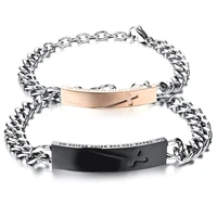 boniskiss new arrival cross couple bracelet fashion black silver color stainless steel bracelet bracelet gift for lovers 2020