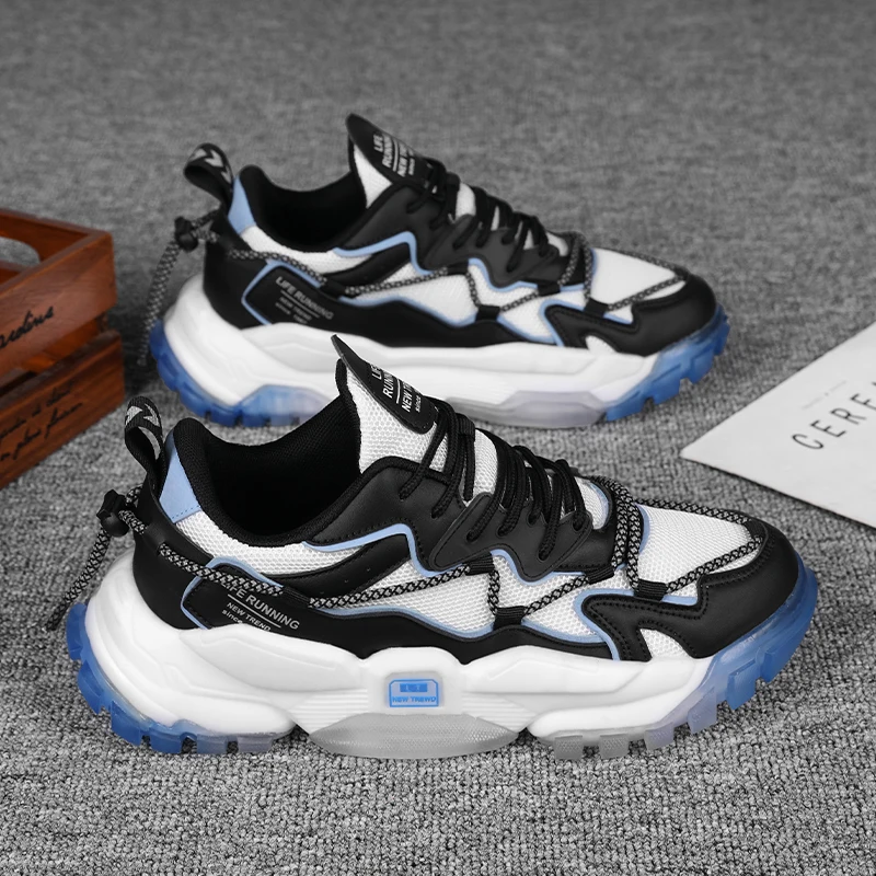 

Men's Fashion Sneakers Lace-up Breathable Comfortable Rubber Leisure Shoes Breathable Holes Platform Damping Running Shoes