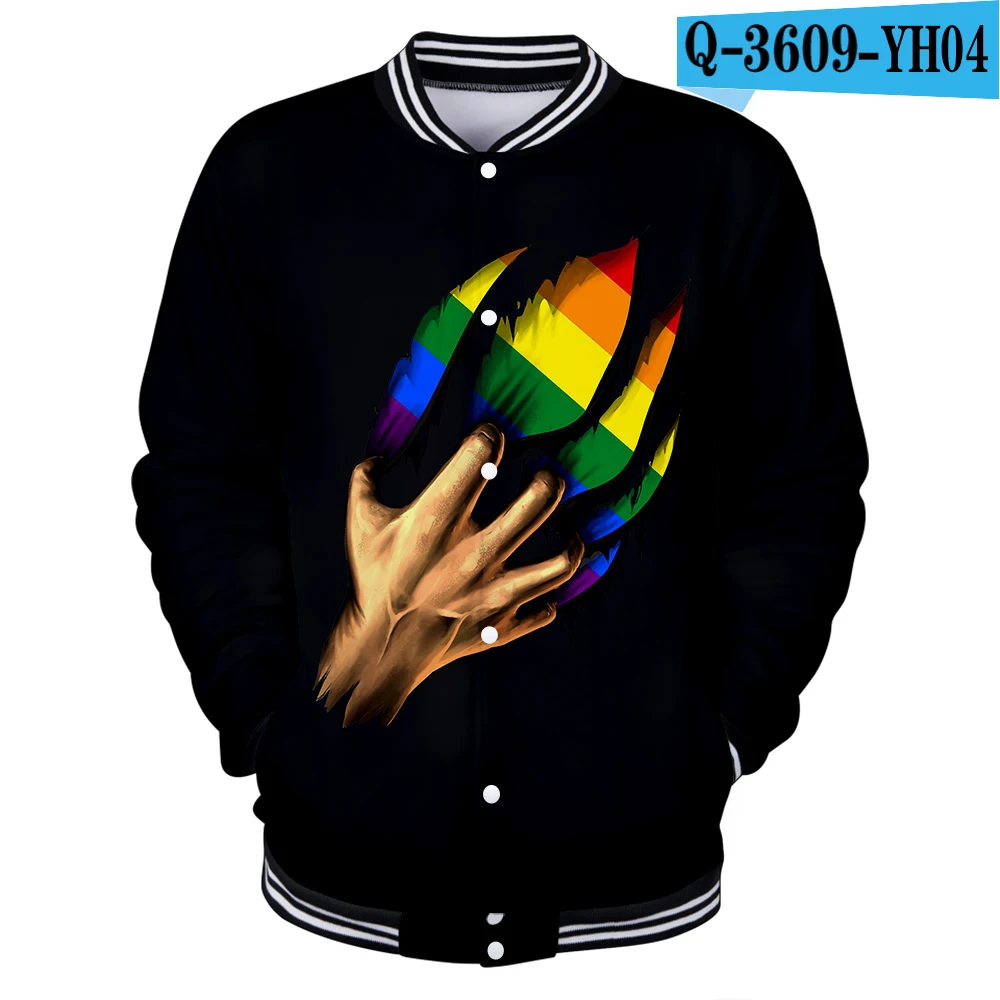 

Fashion Design Pride LGBT Baseball 3D Jacket Hot Sale LGBT Rainbow Lesbians Gays Unisex Men's Hoodies High Quality Sweatshirts
