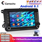Автомобильная Мультимедийная система Camecho, мультимедийный плеер на Android 8,1, с GPS, для VWVolkswagenGolfPoloTiguanPassatb7b6leonSkodaOctavia, типоразмер 2DIN