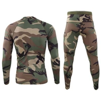 men camouflage print long sleeve top pants outfit winter thermal underwear set