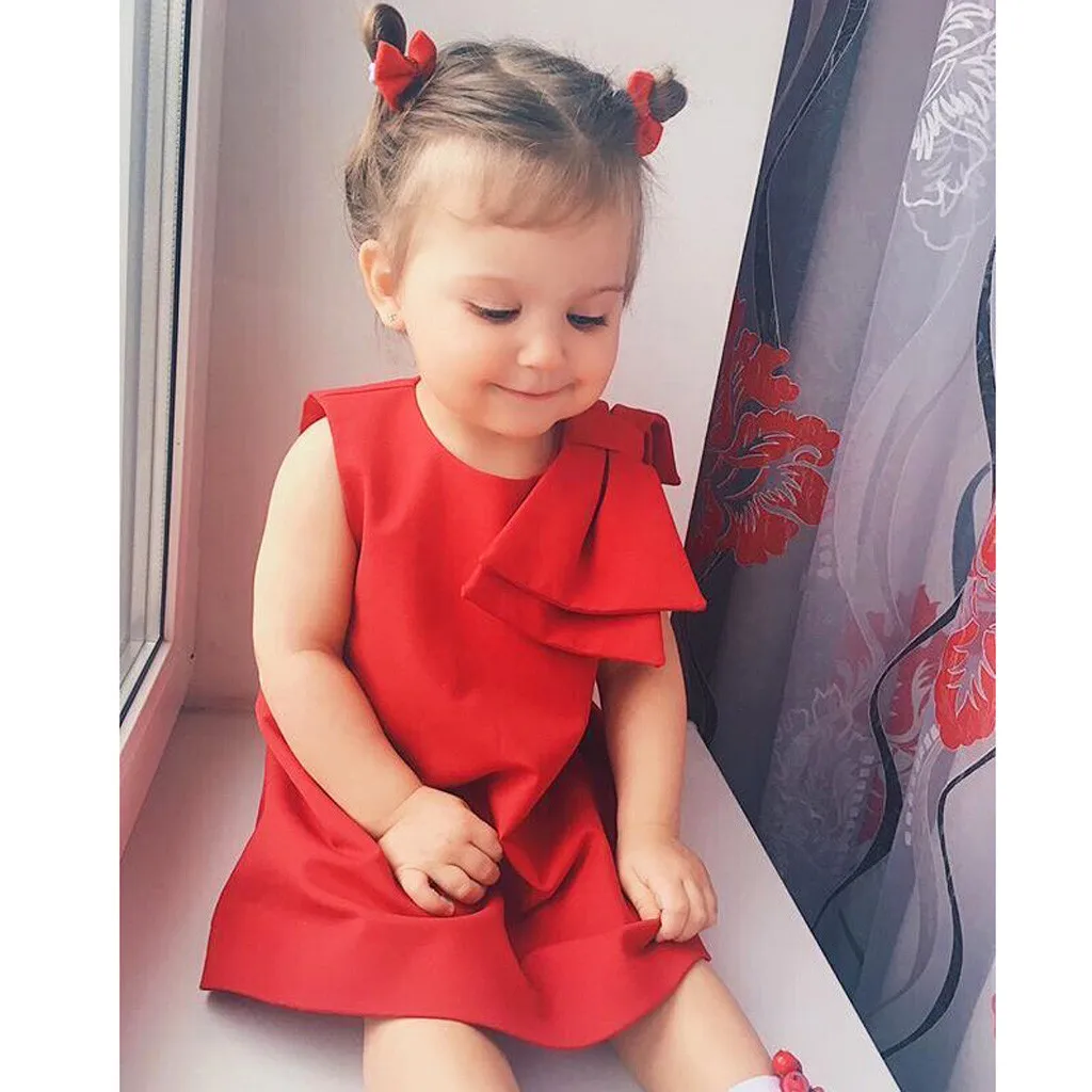 2020 Toddler Girls Dress Luxury Red Princess Baby Wedding Party Dresss Cute Sleeveless Dresses Vestido Christening | Детская одежда и