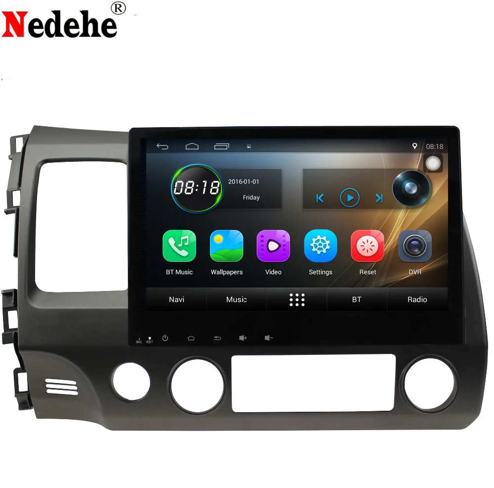 Магнитола Nedehe для honda civic 2006 2007 2008 2009 2011 10 1 дюйма android 8 1|din android|2 din androidcar dvd |