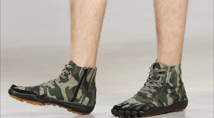 Высокие камуфляжные кроссовки с пятью пальцами для мужчин и женщин Уличная обувь