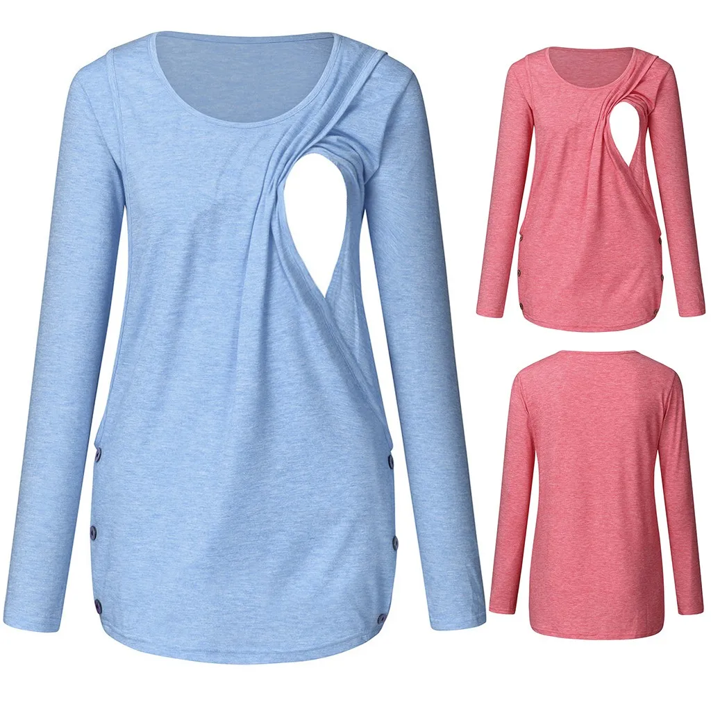 Женские зимние топы для беременных блузка осенняя туника с боковой пуговицей