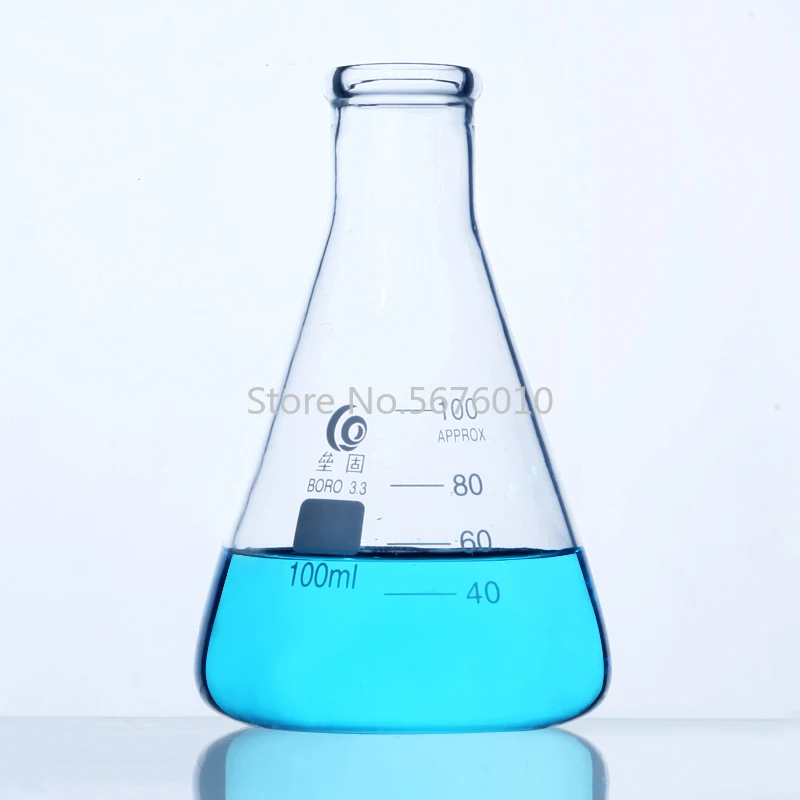 Колба из боросиликатного стекла Erlenmeyer коническая треугольная колба с широким