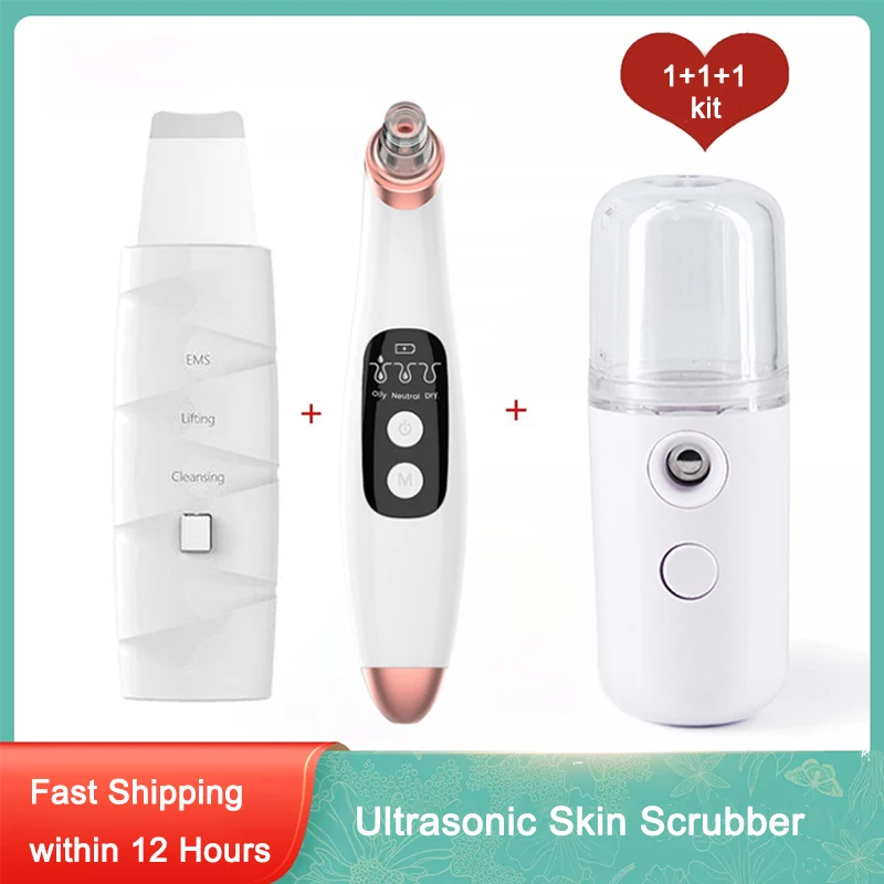 

Ультразвуковой скрабер для кожи, глубокая кожа + средство для удаления черных точек + нано-распылитель, лопатка для пилинга, средство для очи...