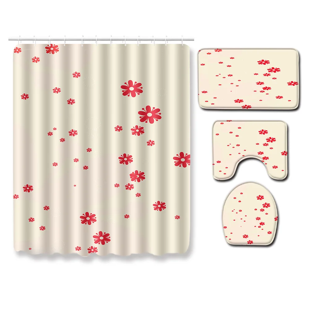 

Zeegle Colorful Bath Mat Flannel Bath Mat Set Washing Machine Mat Toilet Floor Rug Absorption Foot Rug Waterproof Shower Curtain