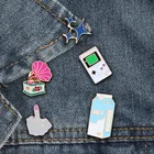 Винтажная розовая эмалированная брошь в форме фонографа, Тай Чи, молочная звезда, брошь для женщин, курток, отворот, кнопка, значок, булавка, Модная бижутерия, подарок