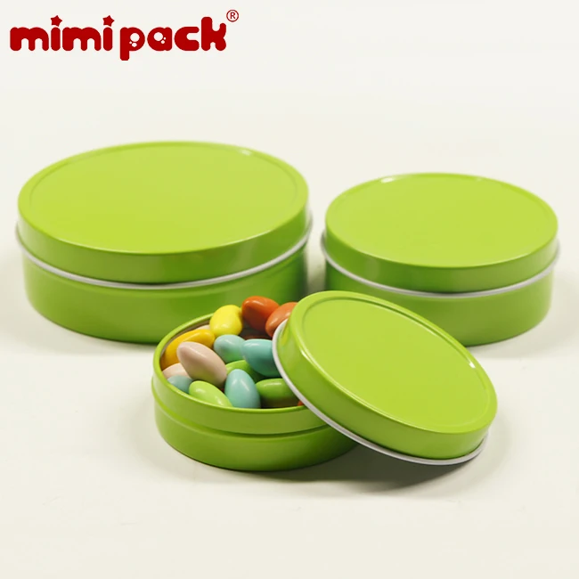 

mimipack Elegant Shallow Round Tin Cans Food Grade Tinplate Cookies Gift Packaging Boxes in 6-color, Pack of 12