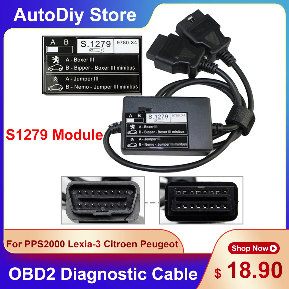 

Module S1279 S.1279 OBD2 Cable For Lexia3 PP2000 Nemo Boxer Jumper III Diagnostic Connector For Peugeot For Citroen Repair Tools