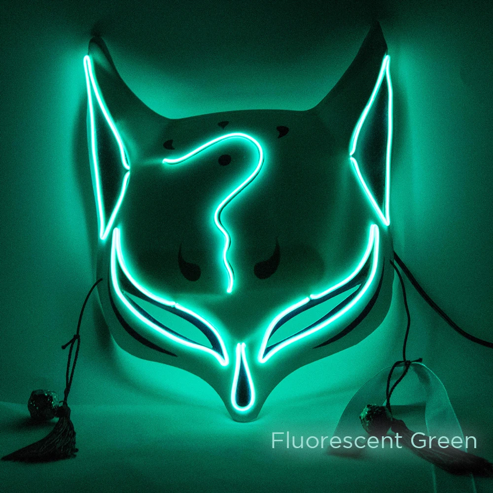 Buy Halloween Clubbing Lighted Kitsune Fox Led Mask Costume Rave Cosplay EDC Party Masque Masquerade Masks Neon Glowing on