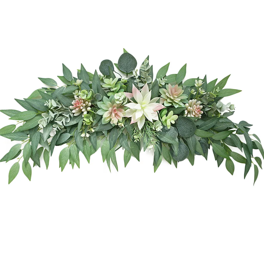 

Висячая гирлянда из листьев эвкалипта, искусственный венок для входной двери, зеленое украшение для свадебной вечеринки, имитация растений