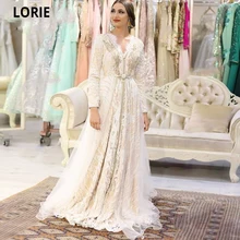 LORIE – robe de soirée longue brodée en dentelle et perles, caftan marocain, col en v, style musulman arabe  (4)