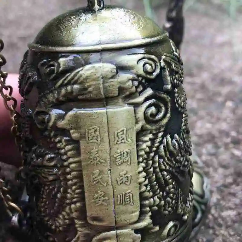 

Buddhism Temple Brass Copper Dragon Bell Clock Carved Arts Clock Buddha Statue Decorative Home Crafts Buddhism Statue X4E4