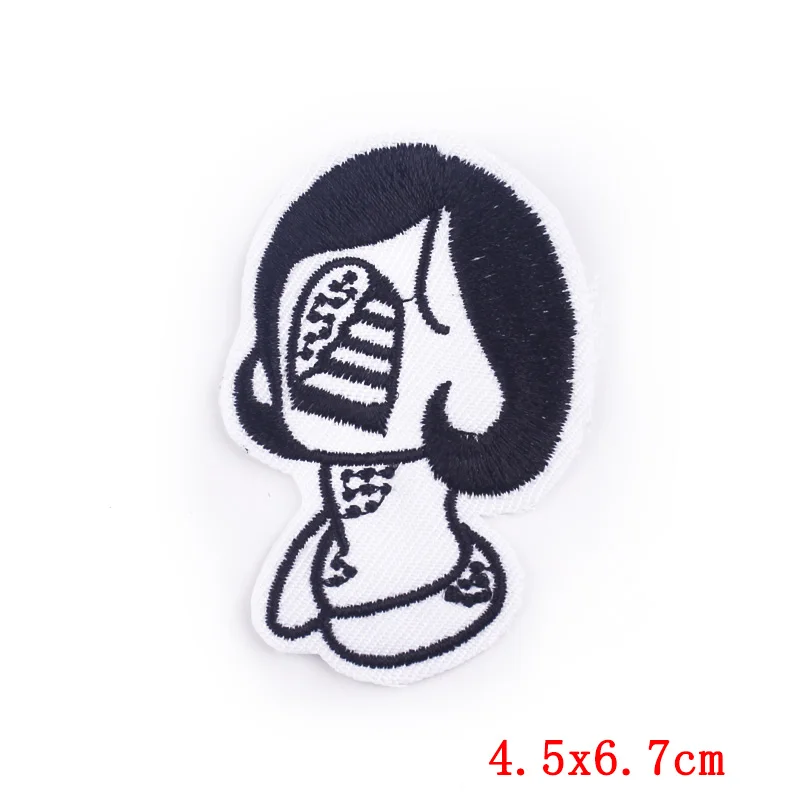 

Prajna Punk Patch Black and Whirt Patches Rock Band Embroiderd Patches For Clothing DIY Iron On Patches Heart Patches For Jacket