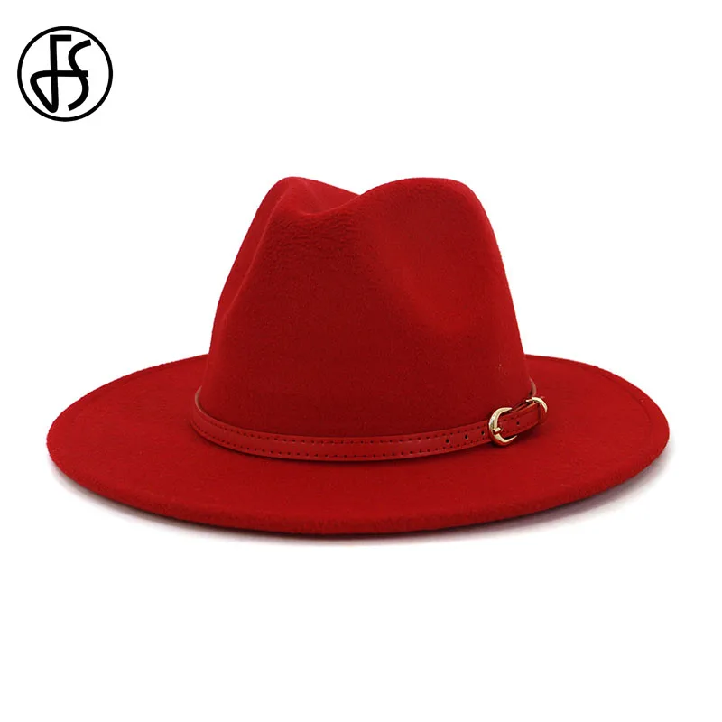 Женская/Мужская шерстяная фетровая шляпа FS элегантная джентльмена с Красной