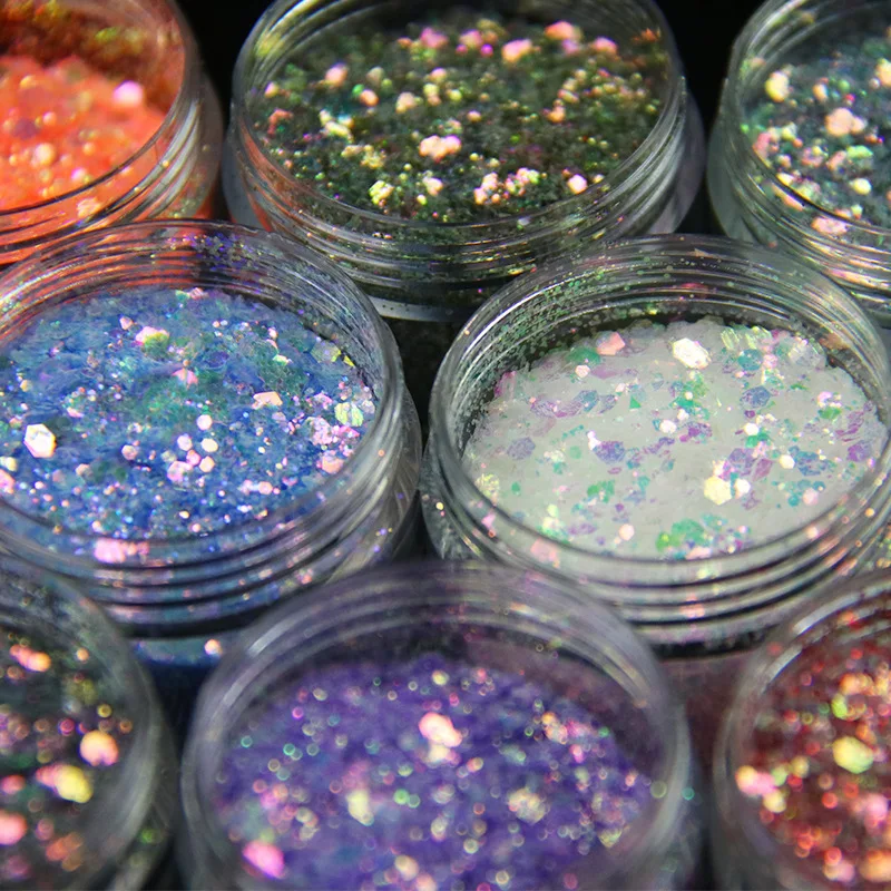 

Nail Glitter Powder Golden Onion Powder 10g Pack 12 Color Pet New Mixed Color Golden Onion Sequins with Nail Sequins Nails