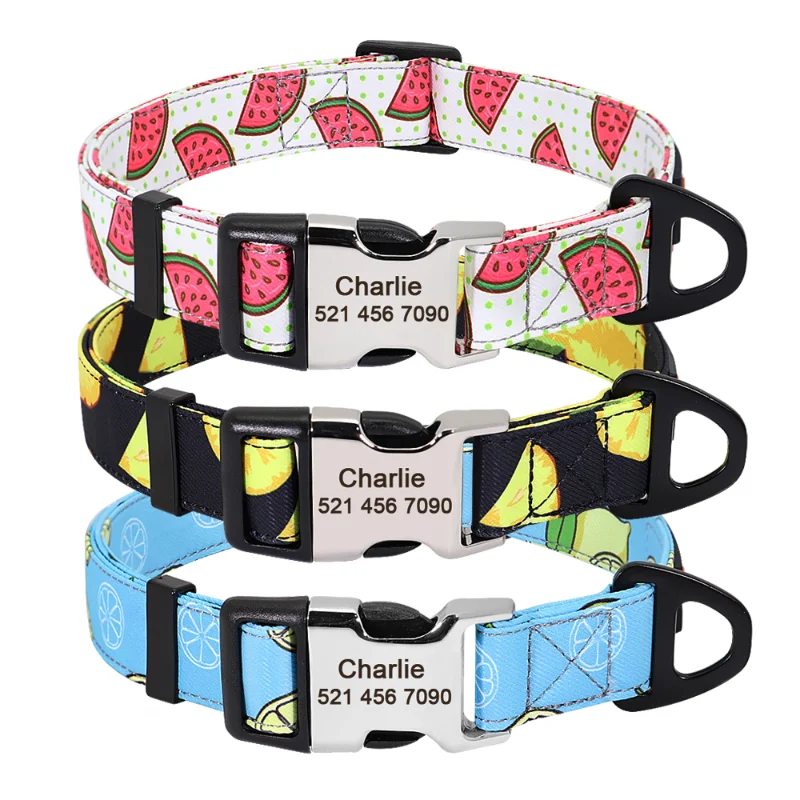 Nylon Print Dog Collar Personalized Safety Clasp Dog Collar for Big Dogs Chain Pet Anti Lost Puppy Bow Tie Collares Para Perros