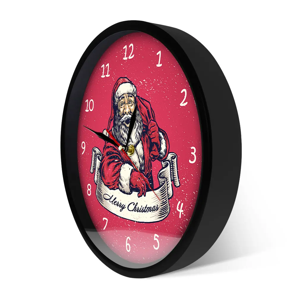 Рождественские праздничные настенные часы старая мода Санта-Клаус красный