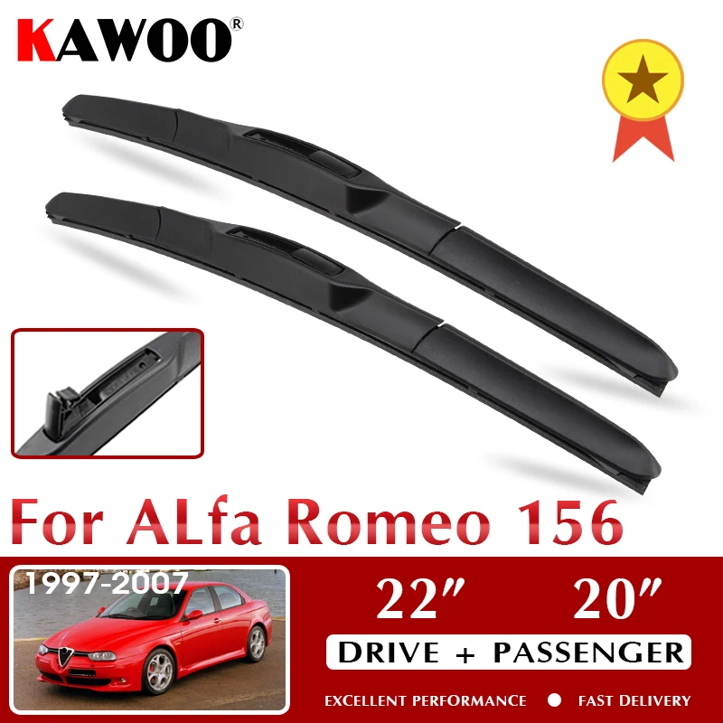 

KAWOO Car Front Windscreen Wiper Blade for Alfa Romeo 156 22"+20" Year From 1997 To 2007 Fit U Hook Arm Auto Accessories Styling