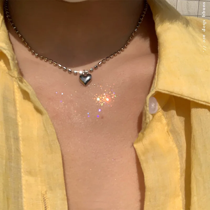 

European and American Ins Hip-hop Metal Necklace for Women Love Peach Heart Fashion Pendants and Necklaces Accessories for Women